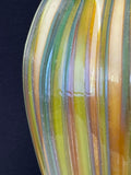 Contemporary High Japanese Reed Glass Vase from Oljos Glass. With maker's mark and signed. The exterior is finished in embossed glass in a combination of shades of green. New in a giftbox