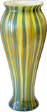 Contemporary High Japanese Reed Glass Vase from Oljos Glass. With maker's mark and signed. The exterior is finished in embossed glass in a combination of shades of green. New in a giftbox